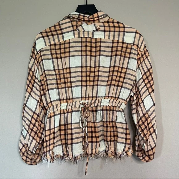 Free People Plaid Babydoll Button Down Shirt Size Extra Small - Picture 5 of 7